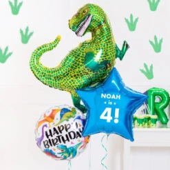 Personalised Inflated Balloon Bouquet In A Box - Dino Birthday