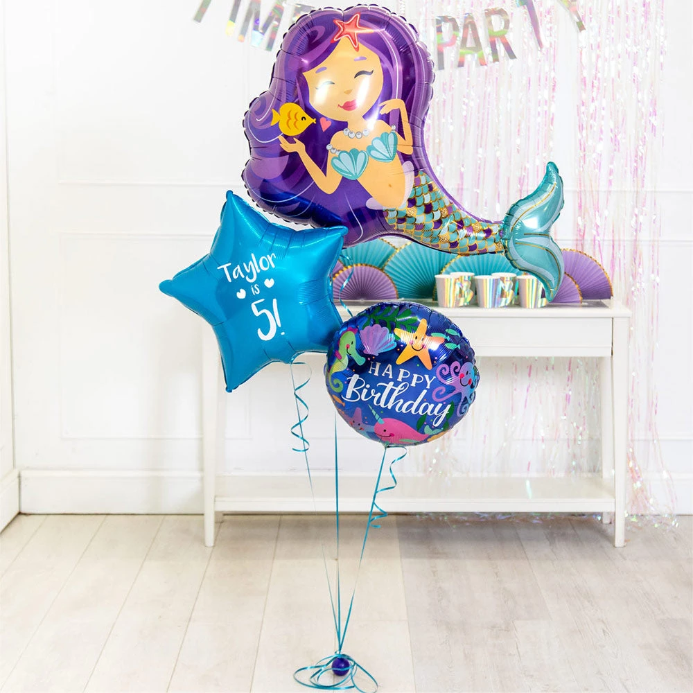 Personalised Inflated Balloon Bouquet In A Box - Mermazing Birthday 2 Personalised Inflated Balloon Bouquet In A Box - Mermazing Birthday - Image 2