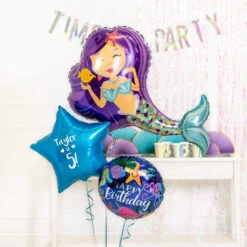 Personalised Inflated Balloon Bouquet In A Box - Mermazing Birthday