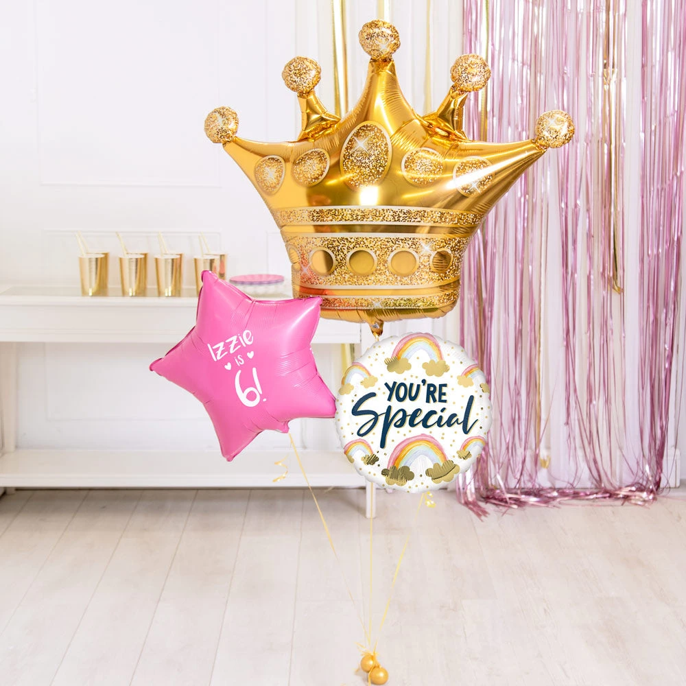 Personalised Inflated Balloon Bouquet In A Box - Ombre & Gold Birthday Crown 2 Personalised Inflated Balloon Bouquet In A Box - Ombre & Gold Birthday Crown - Image 2