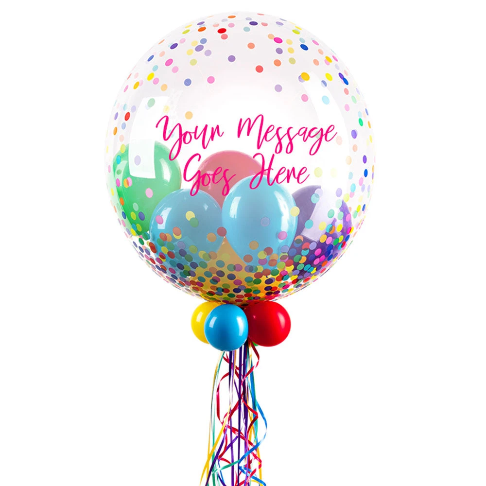 Personalised Bubble Balloon In A Box - Colourful Dots 2 Personalised Bubble Balloon In A Box - Colourful Dots - Image 2