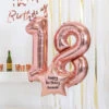 18th Birthday Balloons - Personalised Inflated Balloon Bouquet Rose Gold