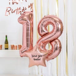 18th Birthday Balloons - Personalised Inflated Balloon Bouquet Rose Gold -Decorations Party Shop 37376 PersonalisedInflatedBalloonBouquet 18thBirthdayRoseGold d