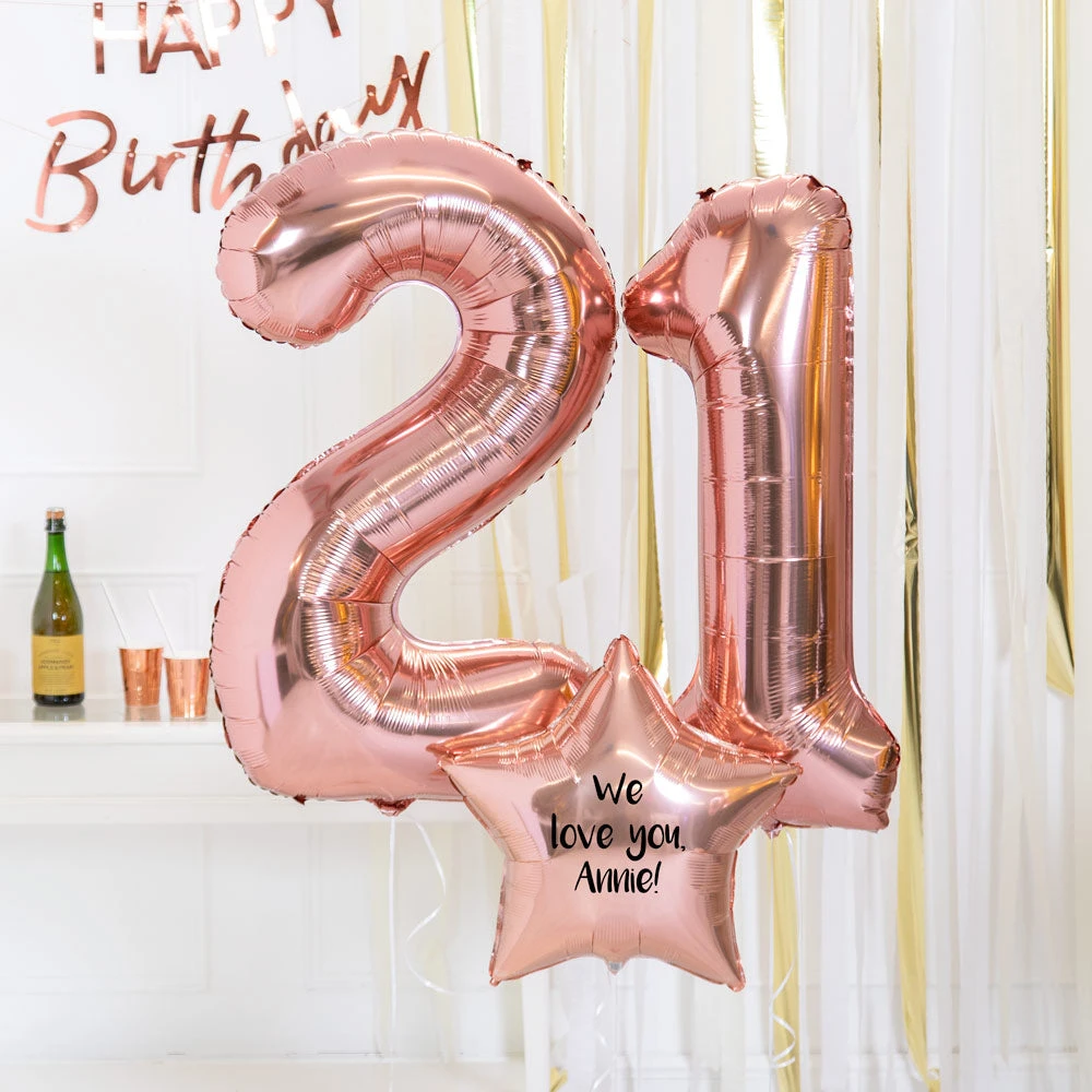 21st Birthday Balloons - Personalised Inflated Balloon Bouquet Rose Gold 1 21st Birthday Balloons - Personalised Inflated Balloon Bouquet Rose Gold