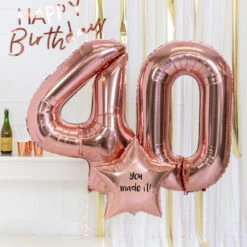 40th Birthday Balloons - Personalised Inflated Balloon Bouquet Rose Gold -Decorations Party Shop 37379 Supershape40thBirthdayBalloons RoseGold d