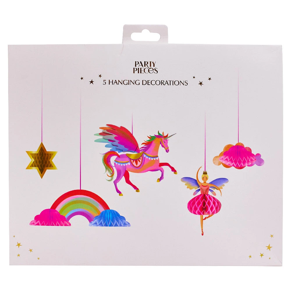 Unicorn Fairy Princess Honeycomb Decorations (x5) - Image 4