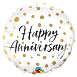 Happy Anniversary Gold Dots Foil Balloon