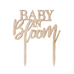 Baby In Bloom Wooden Cake Topper -Decorations Party Shop 37784 Baby in Bloom Wooden Cake Topper a