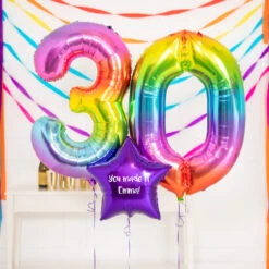 30th Birthday Balloons - Personalised Inflated Balloon Bouquet Rainbow -Decorations Party Shop 37833 30th Birthday Balloons in a Box Rainbow 3 2