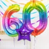 60th Birthday Balloons - Personalised Inflated Balloon Bouquet Rainbow