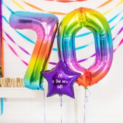 70th Birthday Balloons - Personalised Inflated Balloon Bouquet Rainbow -Decorations Party Shop 37837 70th Birthday Balloons in a Box Rainbow 1