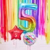 Personalised 5th Birthday Inflated Balloon Bunch – Rainbow