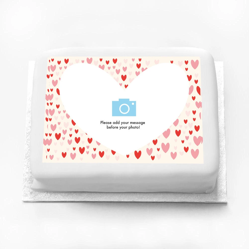 Personalised Photo Cake - Heart Confetti 1 Personalised Photo Cake - Heart Confetti