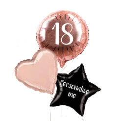 Personalised Inflated Balloon Bunch - Rose Gold 18th Birthday