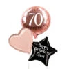 Personalised Inflated Balloon Bunch - Rose Gold 70th Birthday