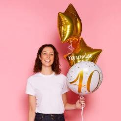 Personalised Inflated Balloon Bunch - Gold 40th Birthday