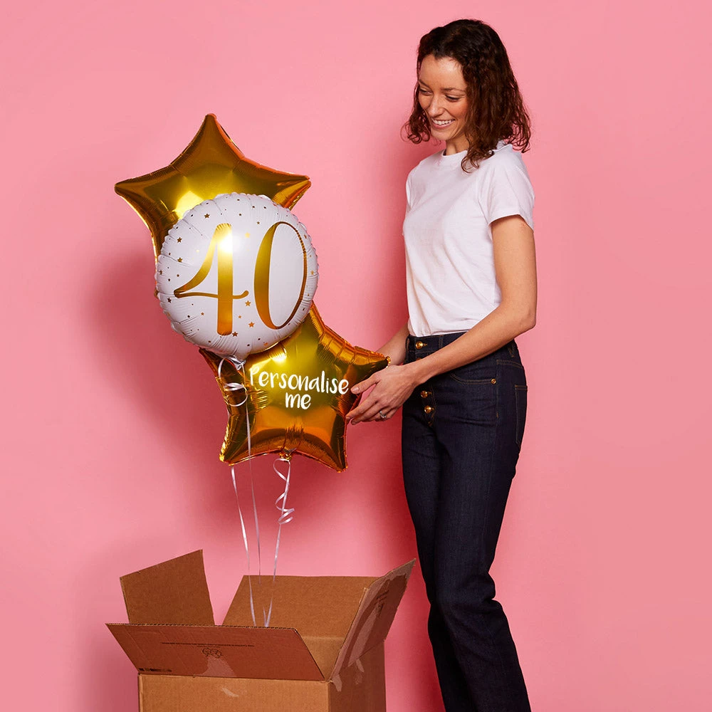 Personalised Inflated Balloon Bunch - Gold 40th Birthday 3 Personalised Inflated Balloon Bunch - Gold 40th Birthday - Image 3