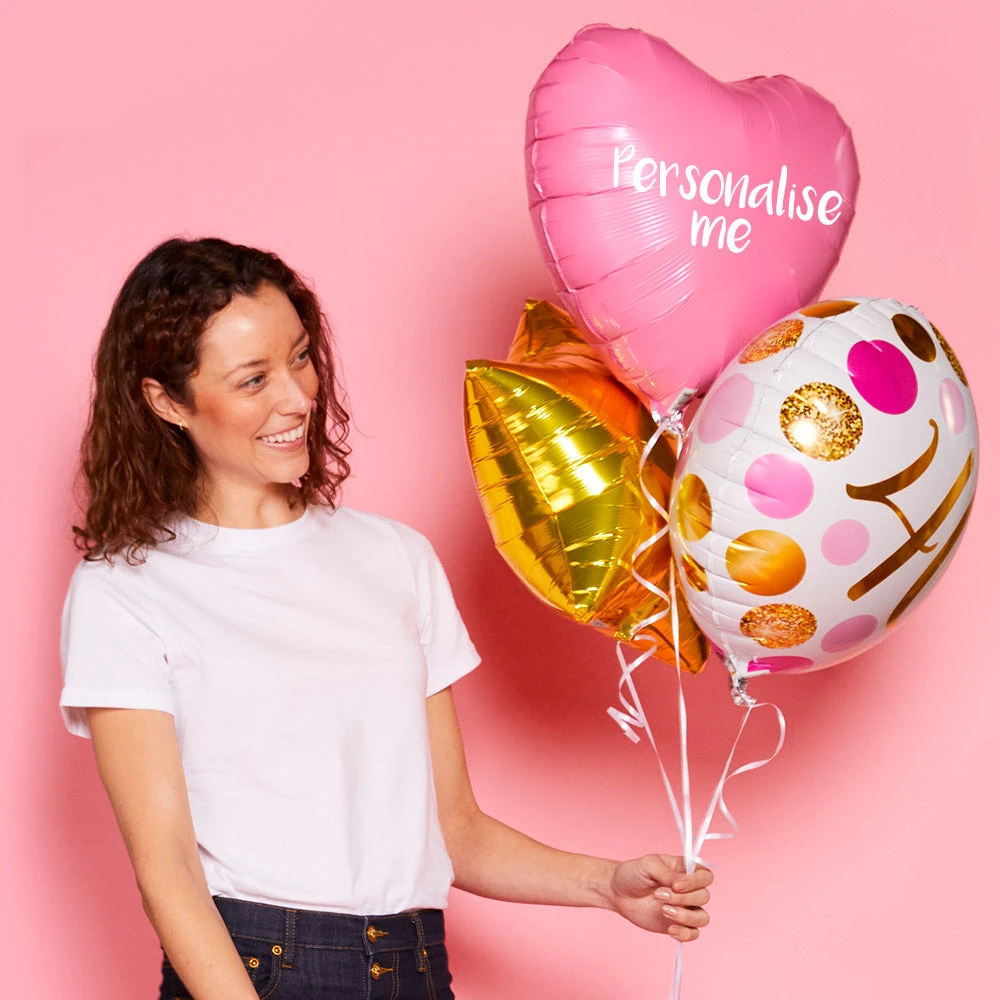 Personalised Inflated Balloon Bunch - Pink & Gold Dots 40th Birthday 2 Personalised Inflated Balloon Bunch - Pink & Gold Dots 40th Birthday - Image 2