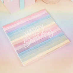 Pastel Rainbow Birthday Eco Napkins (x16) -Decorations Party Shop 39961 Pastel Rainbow Birthday Eco Napkins x8 A.Bpg
