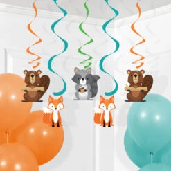 Woodland Animals Hanging Swirl Decorations (x5)