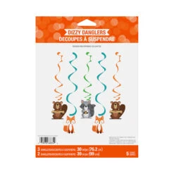 Woodland Animals Hanging Swirl Decorations (x5) -Decorations Party Shop 40029 Woodland Animals Hanging Swirl Decoration x5 C