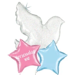 Personalised Inflated Balloon Bouquet In A Box - Dove Baby Shower