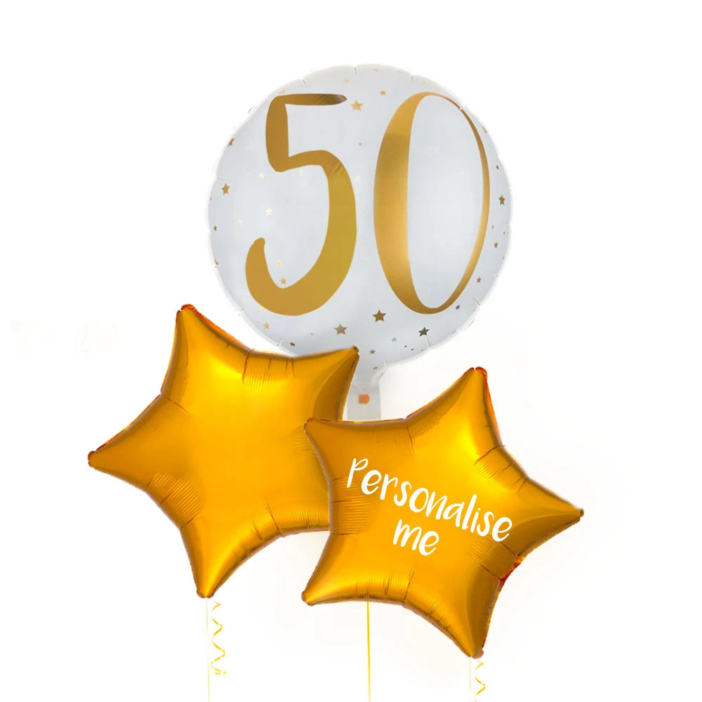 Personalised Inflated Balloon Bunch - Gold 50th Birthday 2 Personalised Inflated Balloon Bunch - Gold 50th Birthday - Image 2