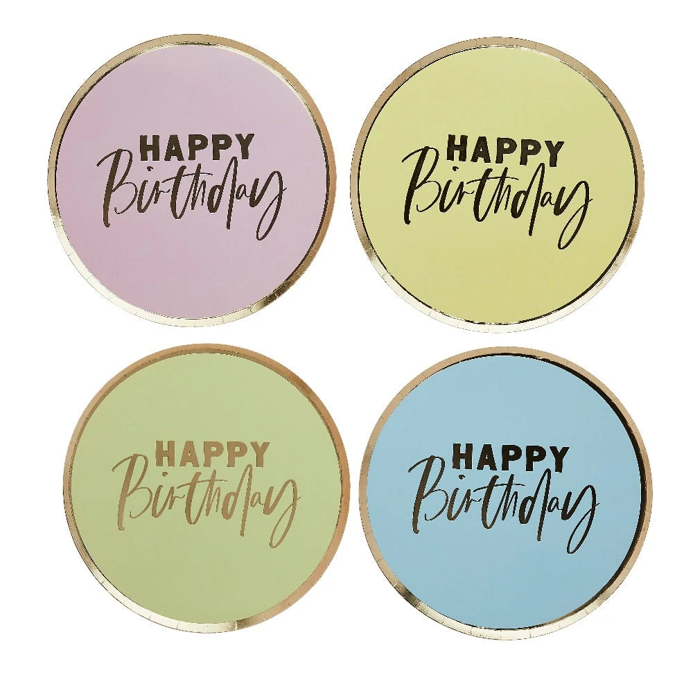 Pastel 'Happy Birthday' Paper Plates (x8) 3 Pastel 'Happy Birthday' Paper Plates (x8) - Image 3