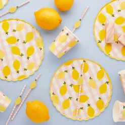 Lemon & Gingham Paper Plates (x8)