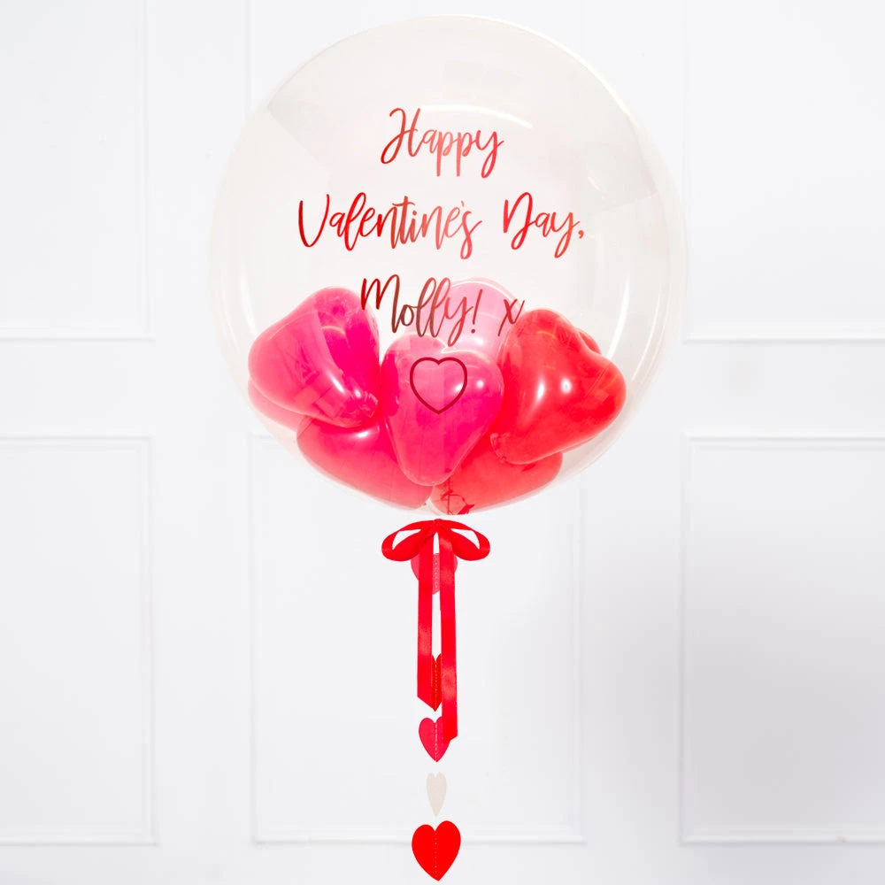 Personalised Heart Filled Bubble Balloon In A Box –Mini Balloons 1 Personalised Heart Filled Bubble Balloon In A Box –Mini Balloons