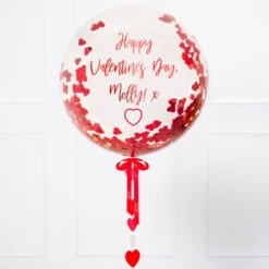 Personalised Heart Filled Bubble Balloon In A Box –Confetti