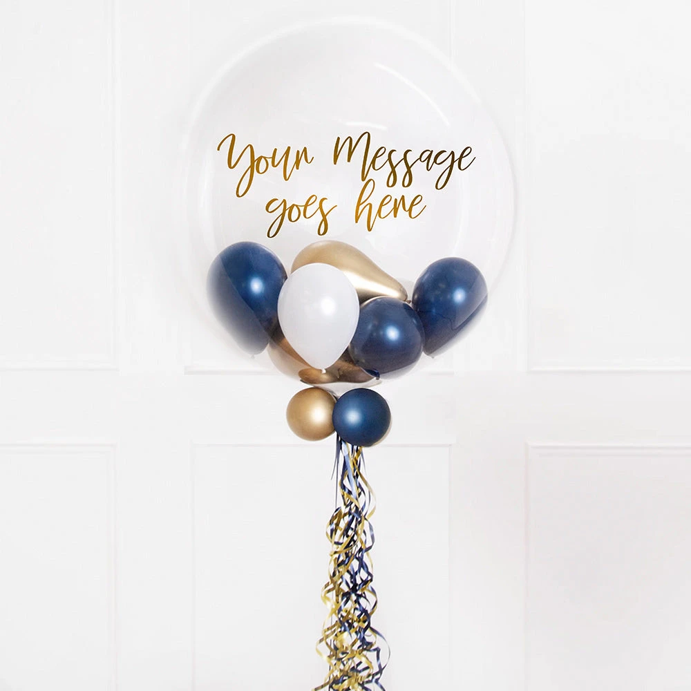 Personalised Bubble Balloon In A Box - Navy Luxe 2 Personalised Bubble Balloon In A Box - Navy Luxe - Image 2