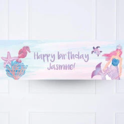 Queen Of The Sea Personalised Party Banner -Decorations Party Shop Personalised Banner Mermaid mock