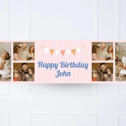 Pink Stripe Bunting Personalised Party Banner