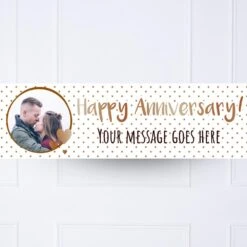 Rose Gold Dots Anniversary Personalised Party Banner