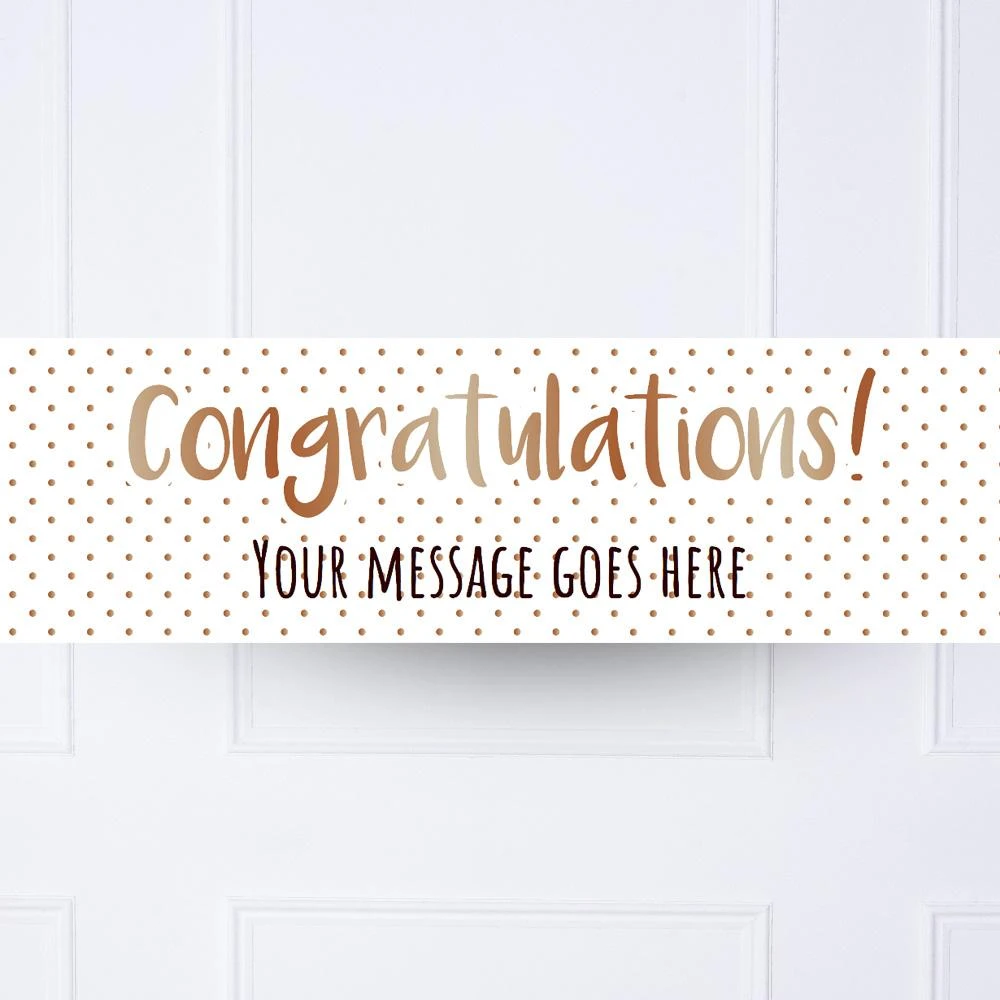 Rose Gold Dots Congratulations Personalised Party Banner 2 Rose Gold Dots Congratulations Personalised Party Banner - Image 2