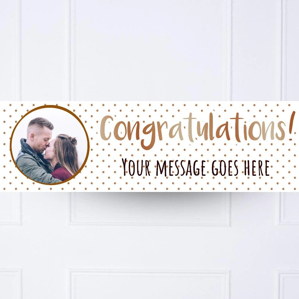 Rose Gold Dots Congratulations Personalised Party Banner 1 Rose Gold Dots Congratulations Personalised Party Banner