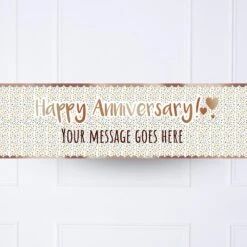 Rose Gold Floral Anniversary Personalised Party Banner
