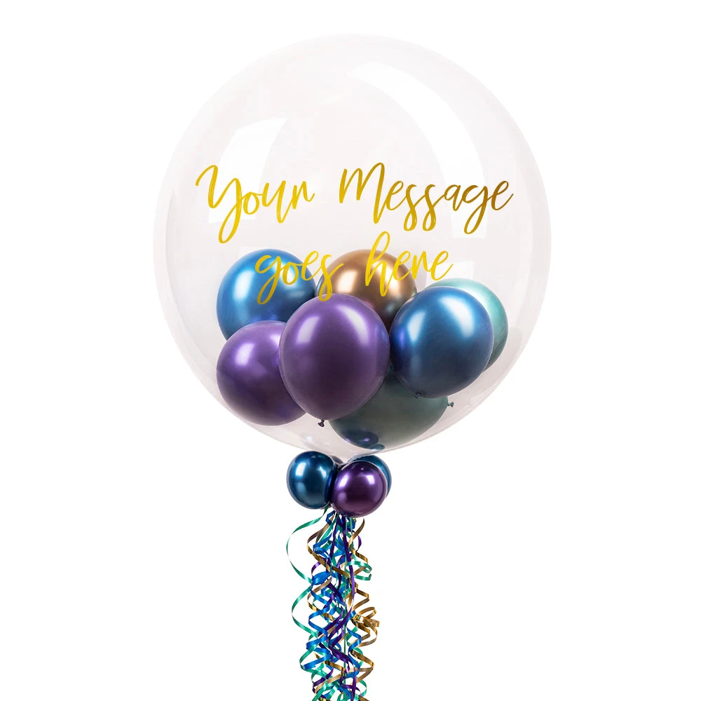Personalised Bubble Balloon In A Box – Chrome Luxe Mini Balloons 1 Personalised Bubble Balloon In A Box – Chrome Luxe Mini Balloons