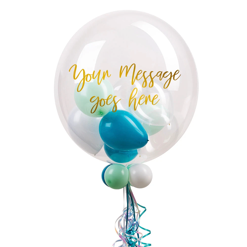 Personalised Bubble Balloon In A Box – Sea Foam 2 Personalised Bubble Balloon In A Box – Sea Foam - Image 2