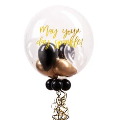 Personalised Bubble Balloon In A Box – Gold Deco -Decorations Party Shop SKU36391 GolddecoScriptgold 1