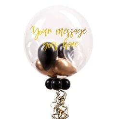 Personalised Bubble Balloon In A Box – Gold Deco -Decorations Party Shop SKU36391 GolddecoScriptgold 2