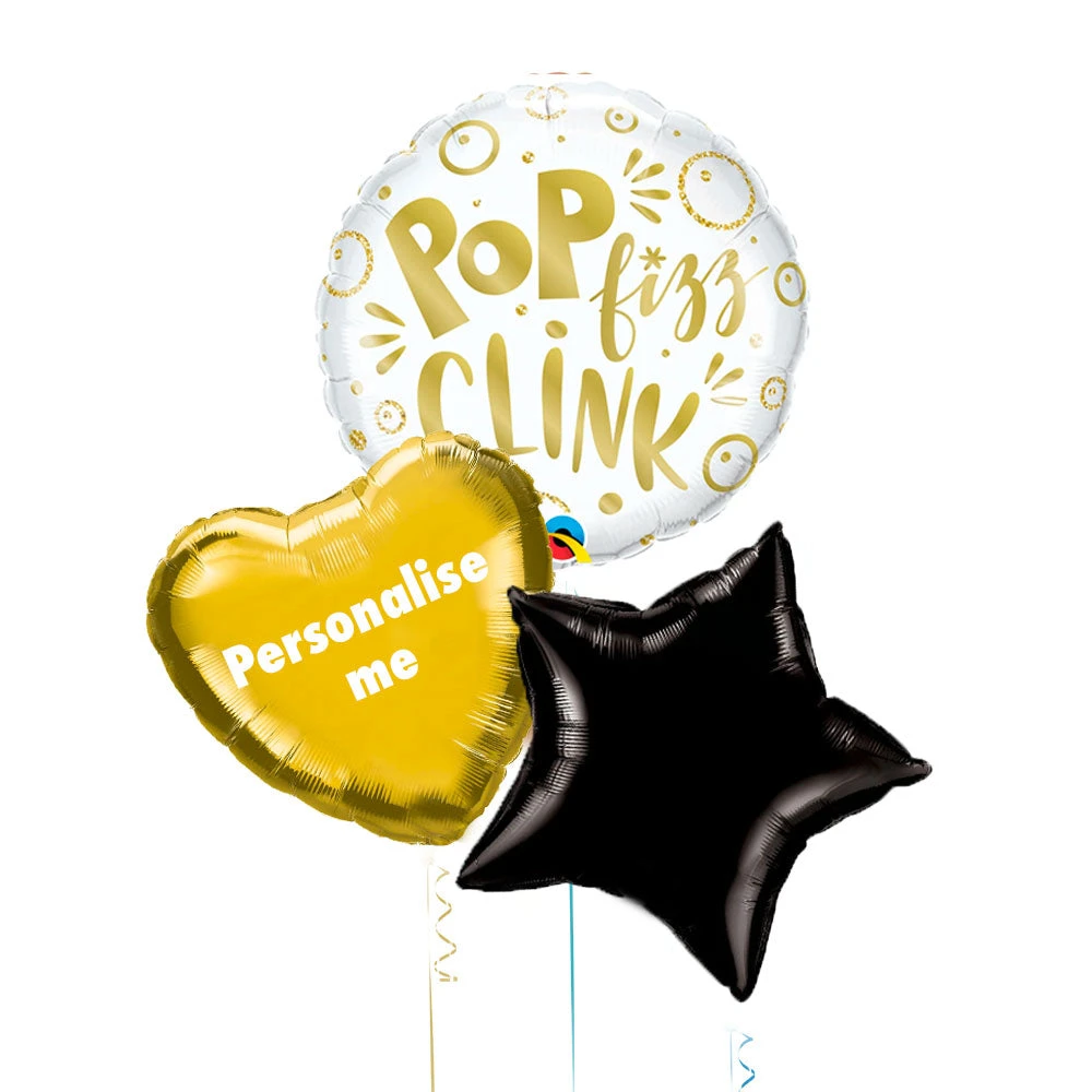 Personalised Inflated Balloon Bunch - Pop, Fizz, Clink 2 Personalised Inflated Balloon Bunch - Pop, Fizz, Clink - Image 2
