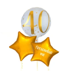 Personalised Inflated Balloon Bunch - Gold 40th Birthday 7 Personalised Inflated Balloon Bunch - Gold 40th Birthday -Decorations Party Shop SKU39726 40birthday