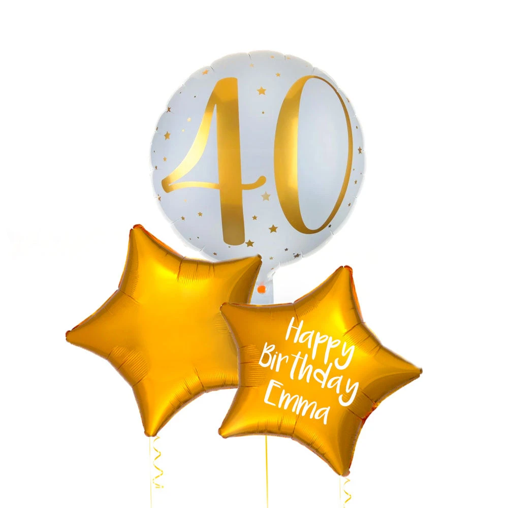 Personalised Inflated Balloon Bunch - Gold 40th Birthday 2 Personalised Inflated Balloon Bunch - Gold 40th Birthday - Image 2