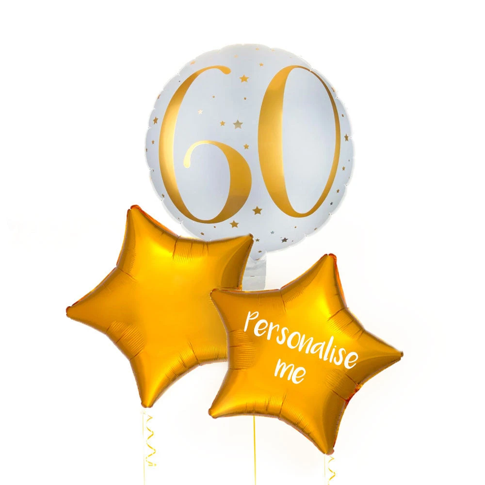 Personalised Inflated Balloon Bunch - Gold 60th Birthday 2 Personalised Inflated Balloon Bunch - Gold 60th Birthday - Image 2