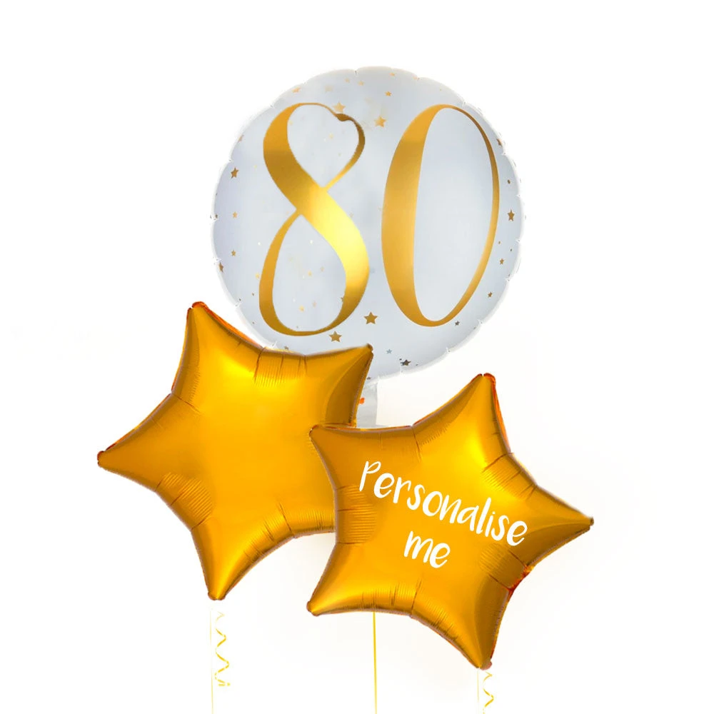 Personalised Inflated Balloon Bunch - Gold 80th Birthday 2 Personalised Inflated Balloon Bunch - Gold 80th Birthday - Image 2