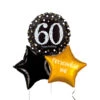 Personalised Inflated Balloon Bunch -Black & Gold Sparkle 60th Birthday