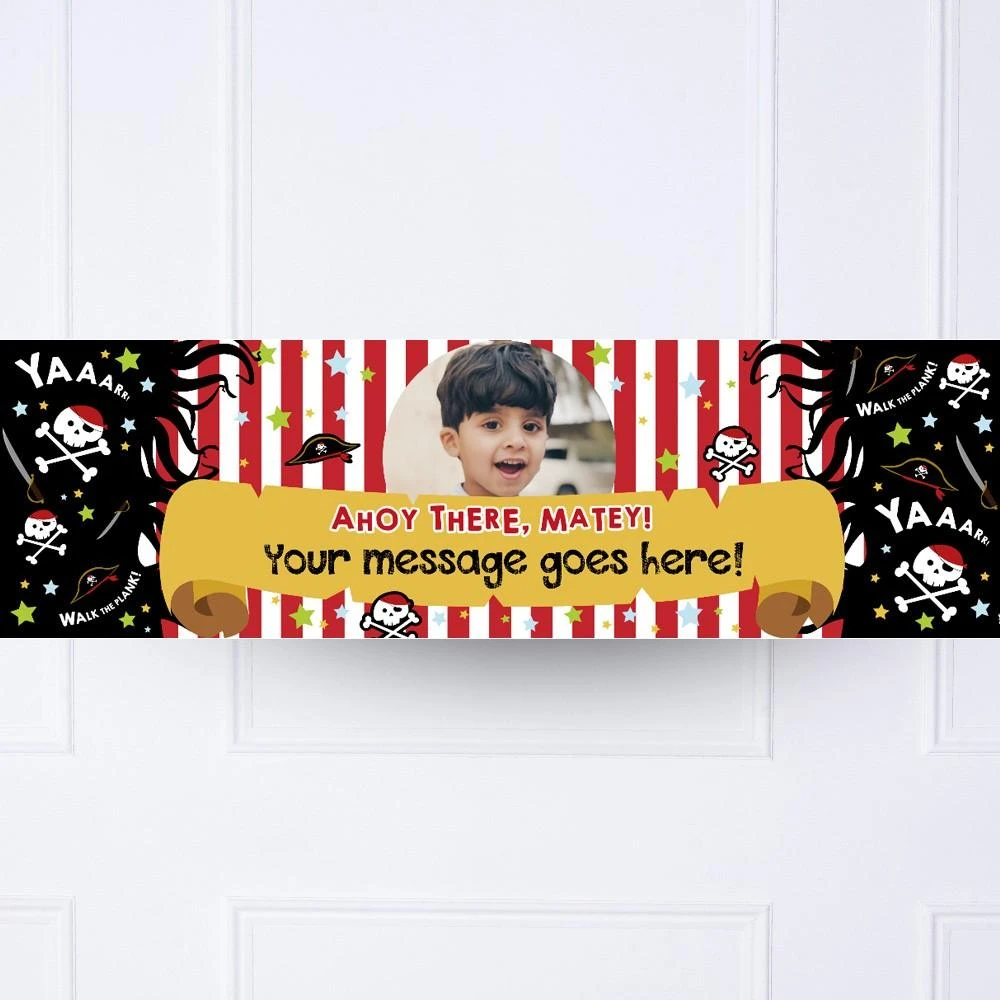Ahoy Pirate Personalised Party Banner 1 Ahoy Pirate Personalised Party Banner
