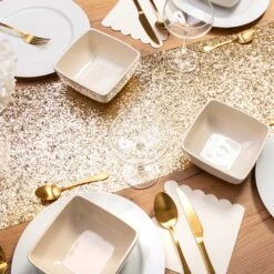 Metallic Gold Glitter Table Runner 9 Metallic Gold Glitter Table Runner -Decorations Party Shop gold glitter